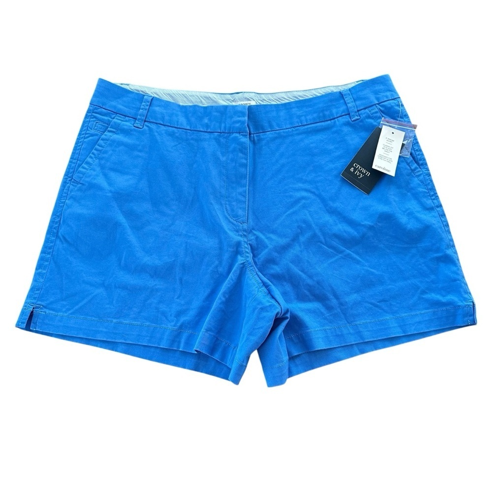 NWT Crown & Ivy size 16 Caroline Blue Twill Stretch Shorts 5” Inseam New Classic